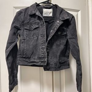 Cropped Black Denim Jacket